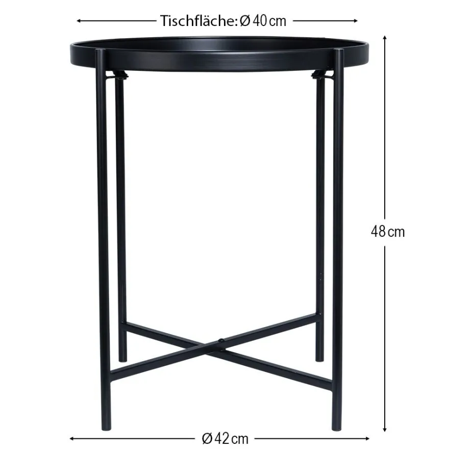 Metall-Tisch, Design 1, Ø42cm, 48cm hoch, schwarz