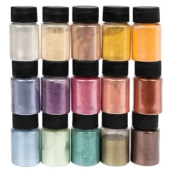 Mica-Pulver, Pigmente mit Metallic-Effekt, Sortierung 2, je 10g, 15 Stück