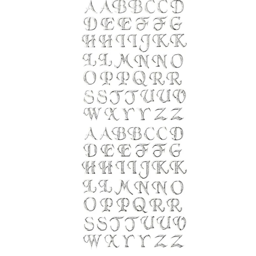 Microglitter-Sticker, ABC, Großbuchstaben, silber