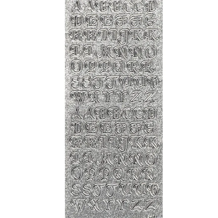 Microglitter-Sticker, ABC, Großbuchstaben, silber
