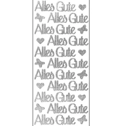 Microglitter-Sticker, Alles Gute, silber