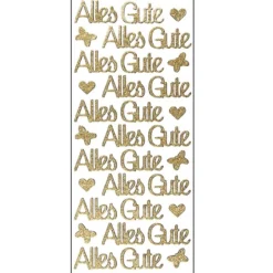 Microglitter-Sticker, Alles Gute, gold