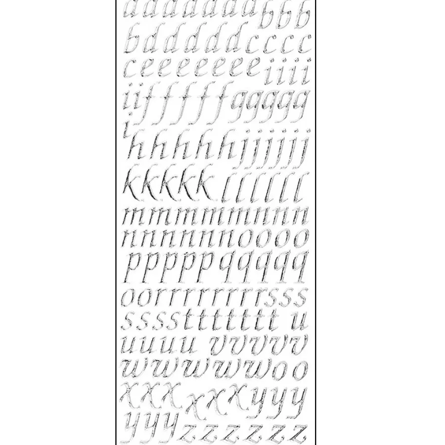 Microglitter-Sticker, Alphabet, Kleinbuchstaben, silber