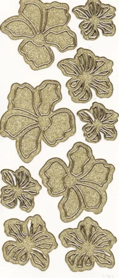 Microglitter-Sticker, Blumen, gold