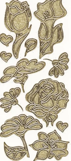 Microglitter-Sticker, Blumen, gold