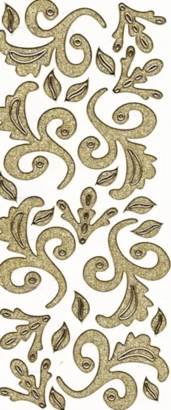 Microglitter-Sticker, Blumenornamente, gold