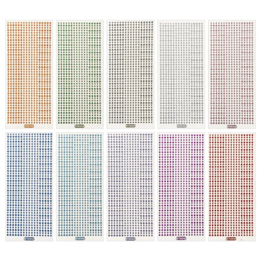 Microglitter-Sticker, Bordüren, verschiedene Farben, 10 Bogen