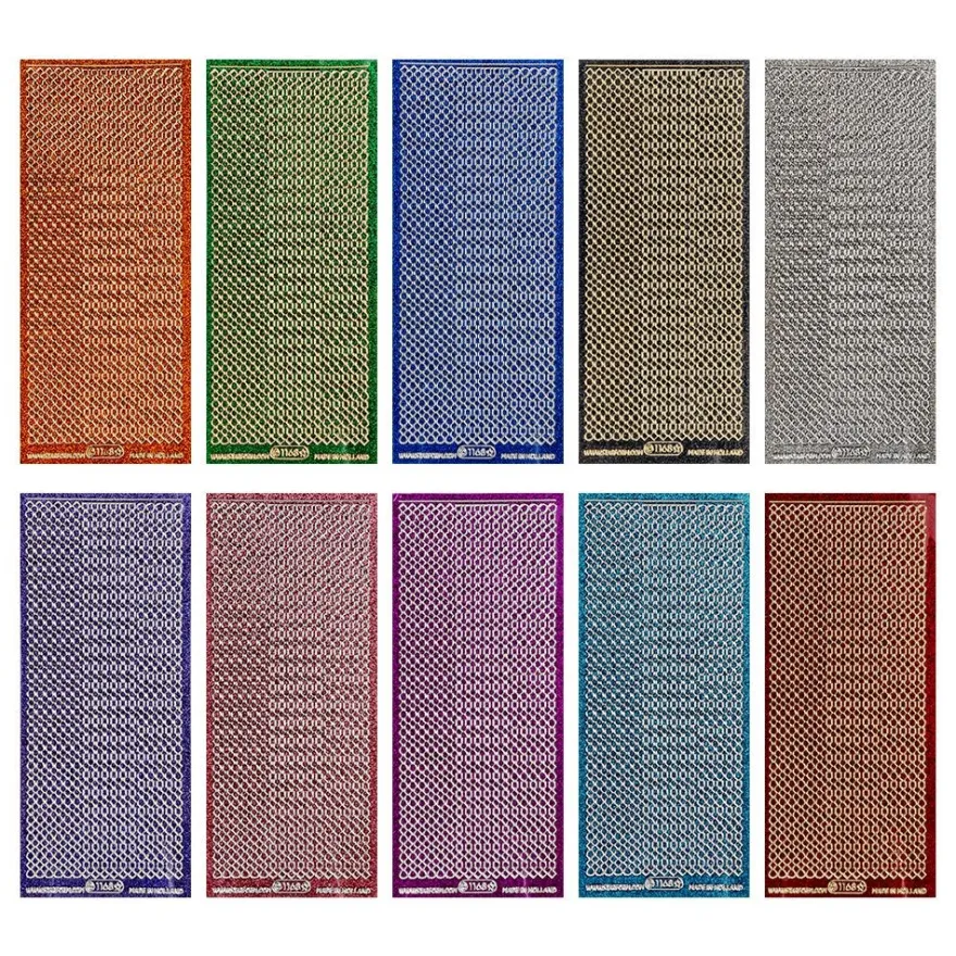 Microglitter-Sticker, Bordüren, verschiedene Farben, 10 Bogen