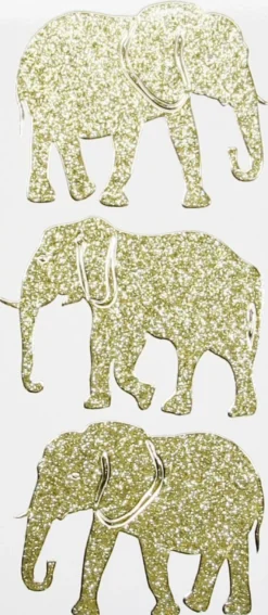 Microglitter-Sticker, Elefanten, gold