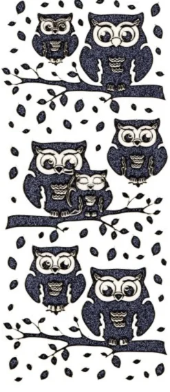 Microglitter-Sticker Eulen & Blätter, anthrazit