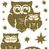 Microglitter-Sticker Eulen & Sterne, gold