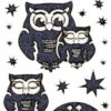Microglitter-Sticker Eulen & Sterne, anthrazit