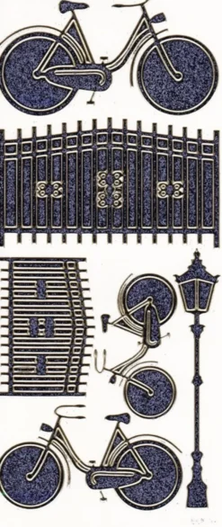 Microglitter-Sticker, Fahrrad, Tor, Laterne, anthrazit