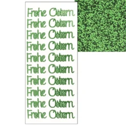 Microglitter-Sticker, Frohe Ostern 1, grün