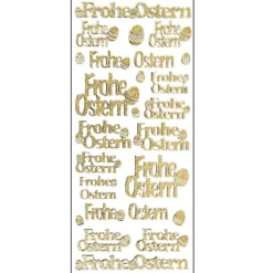 Microglitter-Sticker, Frohe Ostern, gold