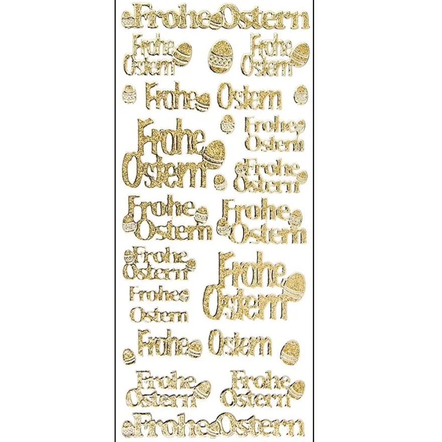 Microglitter-Sticker, Frohe Ostern, gold