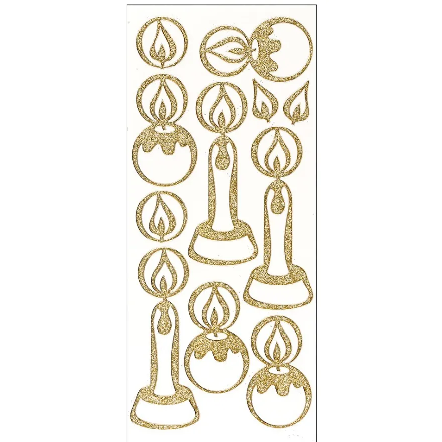 Microglitter-Sticker, Kerzen, gold
