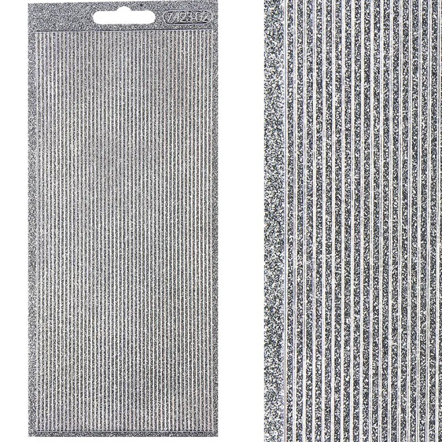 Microglitter-Sticker, Linien, 2mm, silber