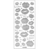 Microglitter-Sticker, Love & Kiss, Kussmünder, silber