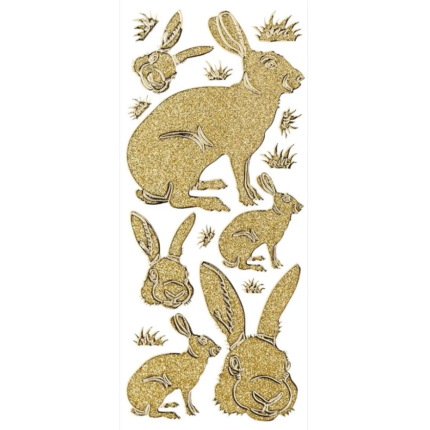 Microglitter-Sticker, Osterhase, gold