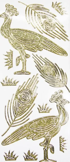 Microglitter-Sticker, Pfau, gold