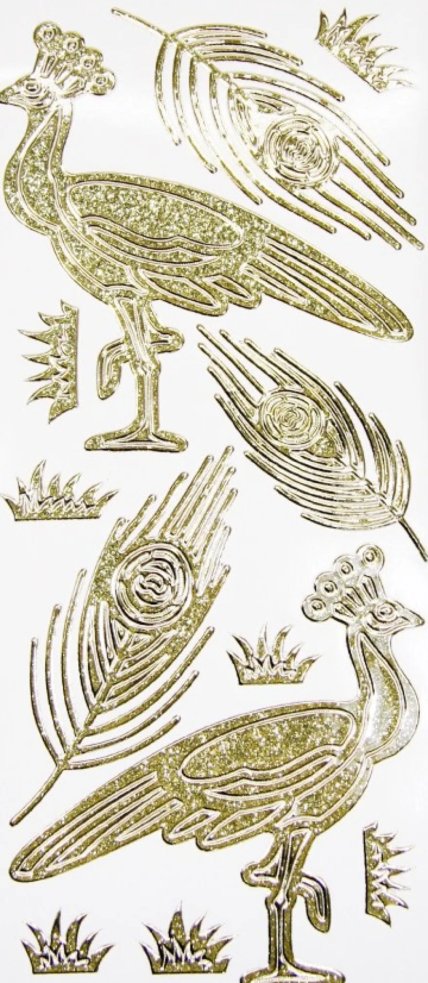 Microglitter-Sticker, Pfau, gold