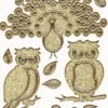 Microglitter-Sticker, Vogel, Pfau, Eule, gold