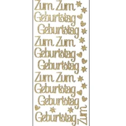 Microglitter-Sticker, Zum Geburtstag, gold