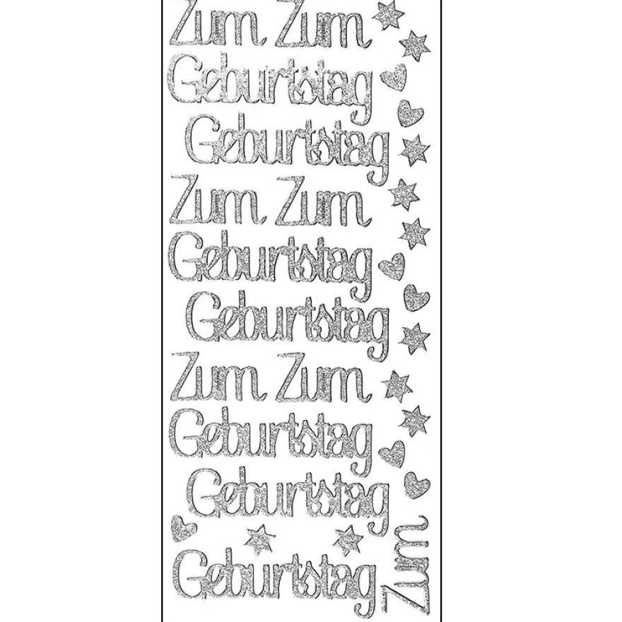 Microglitter-Sticker, Zum Geburtstag, silber