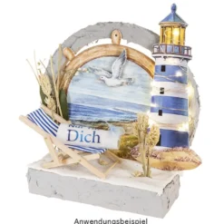 Miniatur-Liegestühle, blau-weiß gestreift, 2 Stück