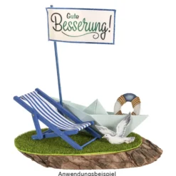 Miniatur-Liegestühle, blau-weiß gestreift, 2 Stück