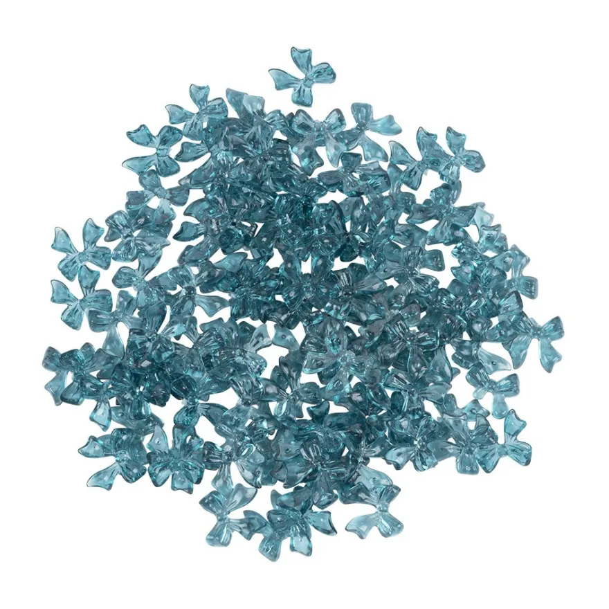 Miniatur-Schmuckstein-Schleifen, transparent, 0,9cm x 1cm x 0,2cm, petrol, 100 Stück