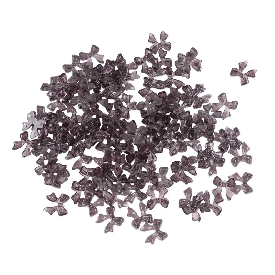 Miniatur-Schmuckstein-Schleifen, transparent, 0,9cm x 1cm x 0,2cm, aubergine, 100 Stück