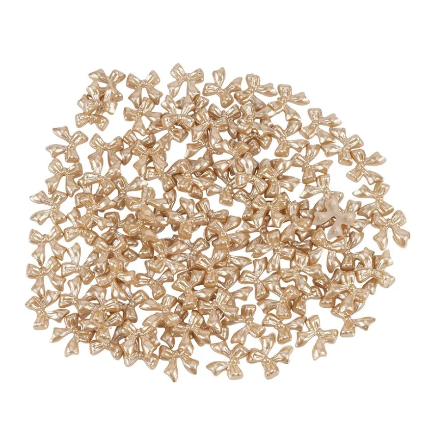 Miniatur-Schmuckstein-Schleifen, perlmutt, 0,9cm x 1cm x 0,2cm, gold, 100 Stück