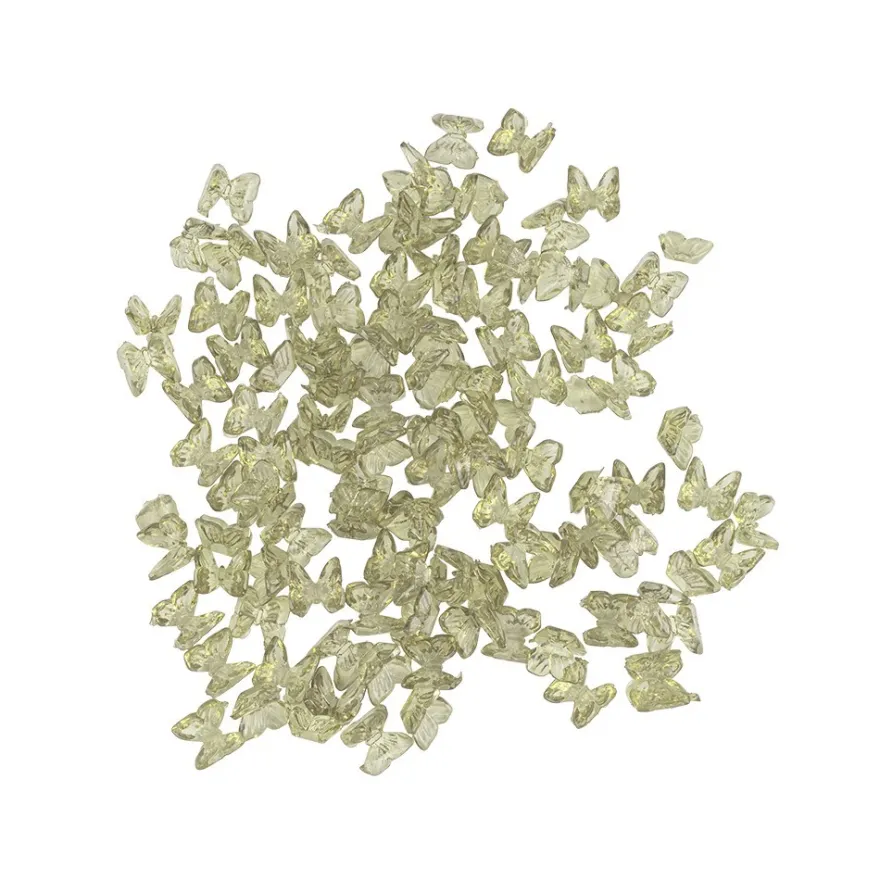 Miniatur-Schmuckstein-Schmetterlinge, transparent, 0,6cm x 0,6cm x 0,3cm, waldgrün, 100 Stück