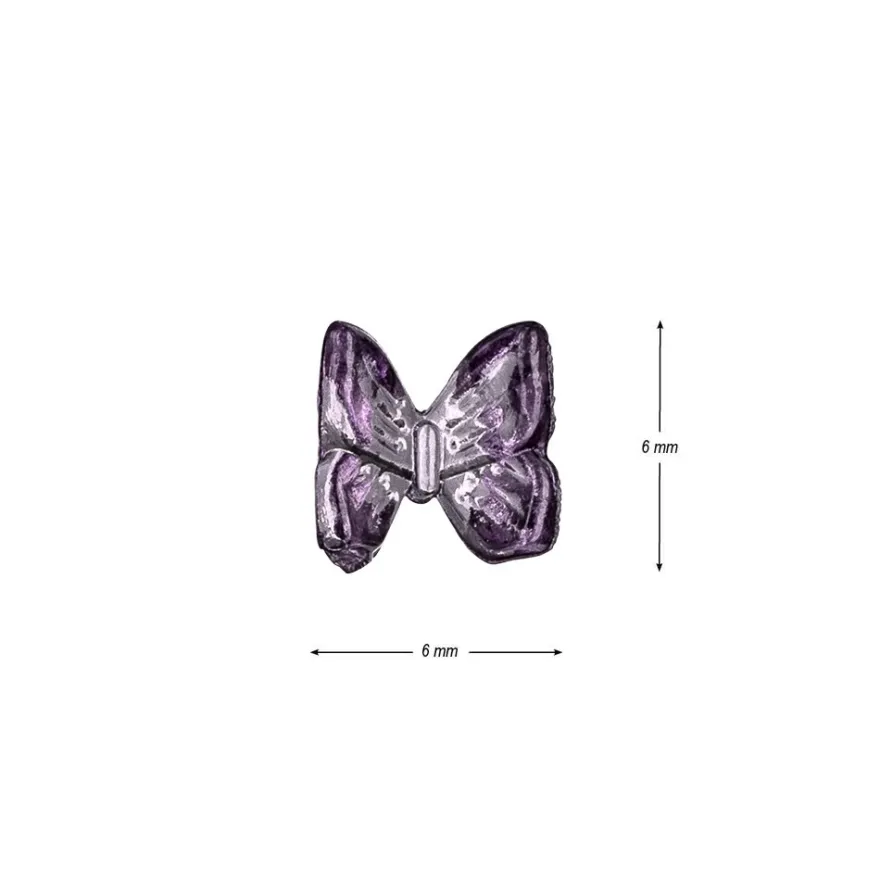 Miniatur-Schmuckstein-Schmetterlinge, transparent, 0,6cm x 0,6cm x 0,3cm, aubergine, 100 Stück