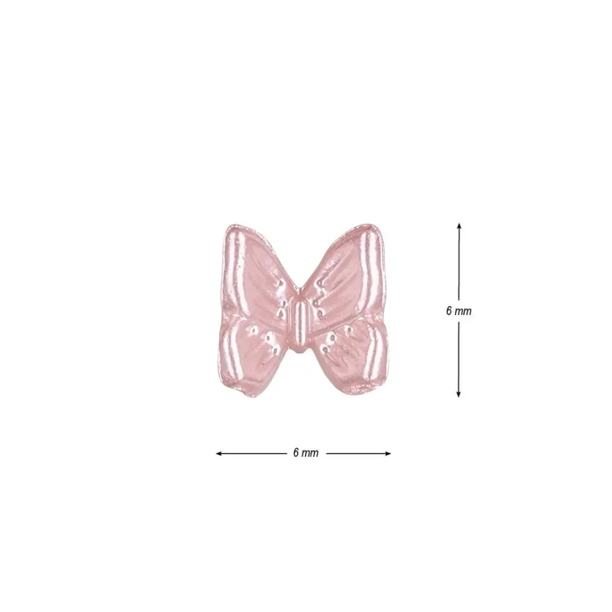 Miniatur-Schmuckstein-Schmetterlinge, perlmutt, 0,6cm x 0,6cm x 0,3cm, pastell-pink, 100 Stück
