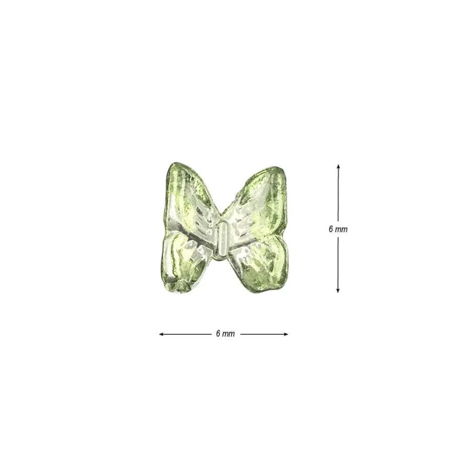 Miniatur-Schmuckstein-Schmetterlinge, transparent, 0,6cm x 0,6cm x 0,3cm, grün, 100 Stück