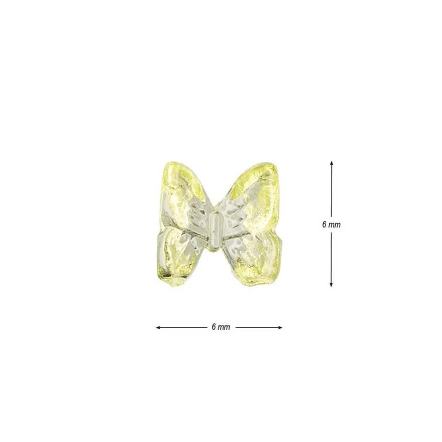 Miniatur-Schmuckstein-Schmetterlinge, transparent, 0,6cm x 0,6cm x 0,3cm, apfelgrün, 100 Stück