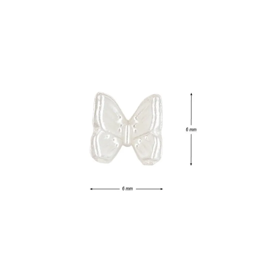 Miniatur-Schmuckstein-Schmetterlinge, perlmutt, 0,6cm x 0,6cm x 0,3cm, creme, 100 Stück