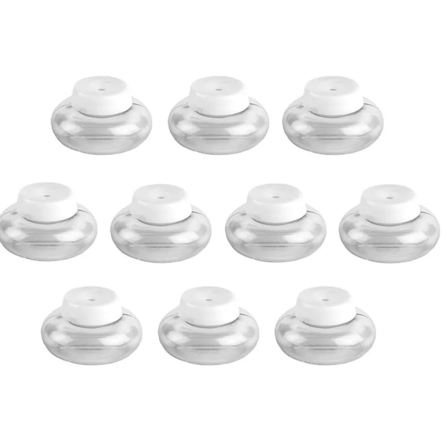 Mini-Kugelvase aus Kunststoff, Ø 4cm, 2cm hoch, transparent, weißer Silikondeckel mit Loch, 10 Stück