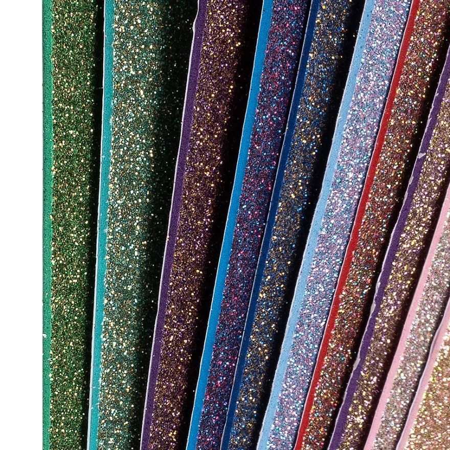 Moosgummi, selbstklebend, Duo-Glitzer, DIN A4, 2mm, verschiedene Farben, 10 Bogen