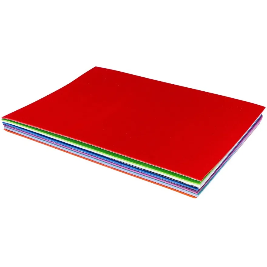 Moosgummi, selbstklebend, Filzoptik, DIN A4, 2mm, 10 Farben, 10 Bogen