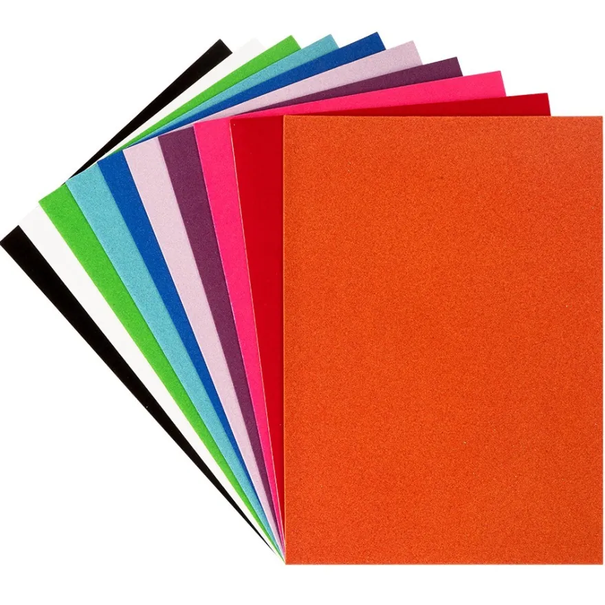 Moosgummi, selbstklebend, Filzoptik, DIN A4, 2mm, 10 Farben, 10 Bogen