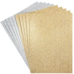 Moosgummi, selbstklebend, Glitzer 2, DIN A4, 2mm, gold & silber, 10 Bogen