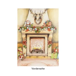 Motiv-Doppelgrußkarte Kamin, 10 Stück