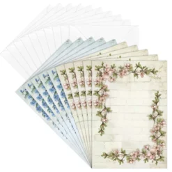 Motiv-Grußkarten, Blüten-Ecken, 11,5cm x 16,5cm, 2 Designs, inkl. Umschläg, 10 Stück