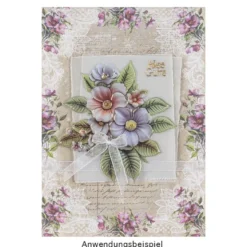 Motiv-Grußkarten, Blüten & Spitze, 11,5cm x 16,5cm, 5 Farben, inkl. Umschläge, 10 Stück