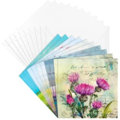 Motiv-Grußkarten, Blumen, 16cm x 16cm, 5 Designs, inkl. Umschläge, 10 Stück
