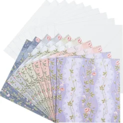Motiv-Grußkarten, Blumenranken, 16cm x 16cm, 230 g/m², 5 versch. Farben, inkl. Umschläge, 10 Stück